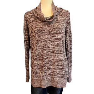 T by Talbots Cowl Neck Pullover Tunic Sweater Maroon Medium